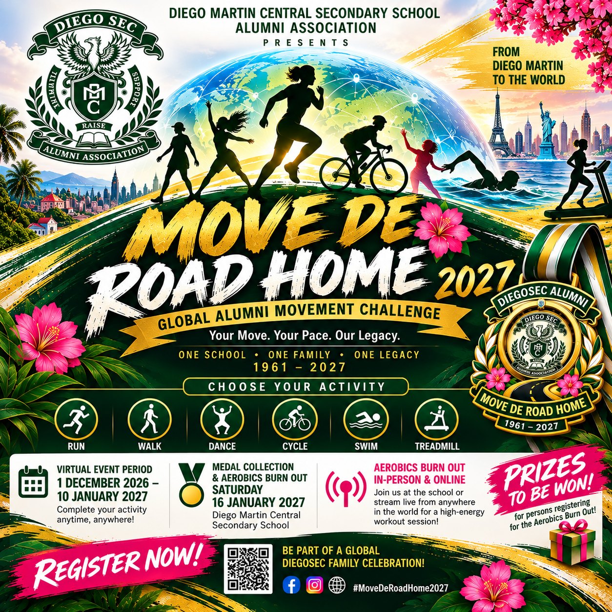 Move De Road home- DiegoSec DMCSAA 1st annual- global Movement Challenge event poster
