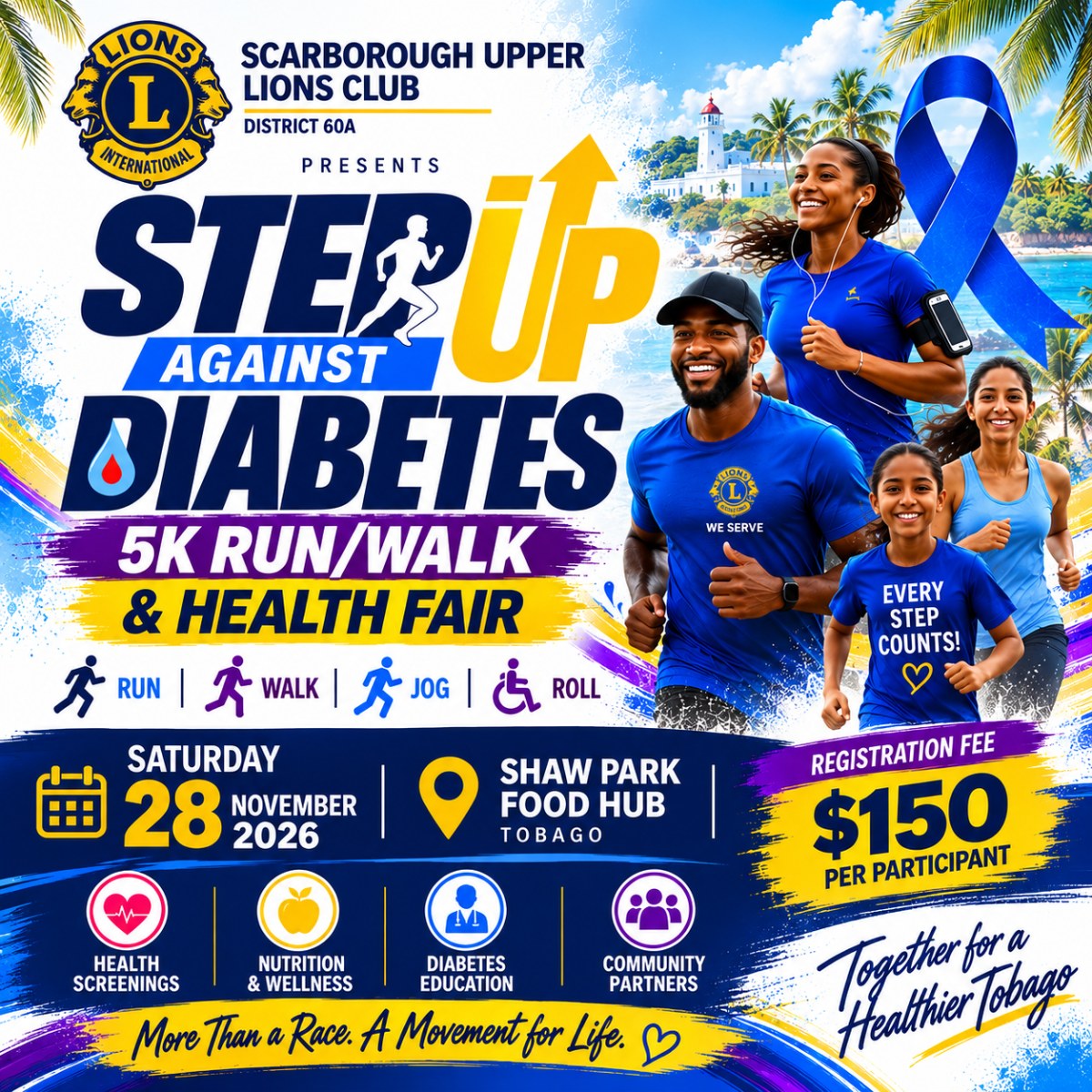 SULC Step Up Against Diabetes 5K Run/Walk & Health Fair event poster